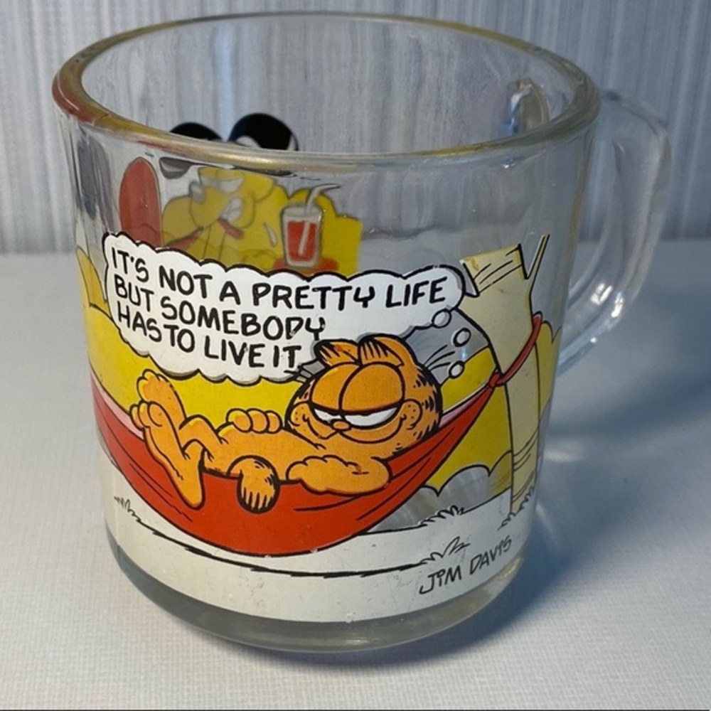 Vintage Garfield & Odie Glass Cup  Mug  McDONALD'S Original 1978 Jim‎ Davis